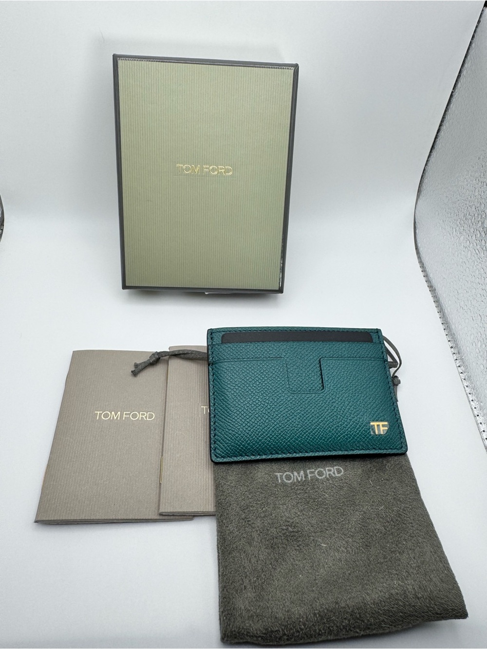 NEW Tom Ford Small Grain Leather Classic Cardholder Everglade w/ Tags Made Italy